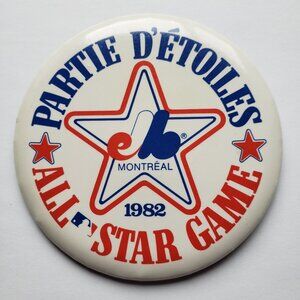 1982 Montreal All Star Game Pinback Button Pin Vintage